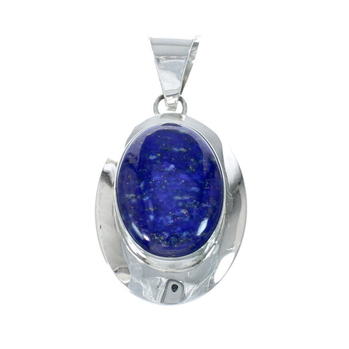 Native American Navajo Lapis Sterling Silver Oval Pendant NN20536